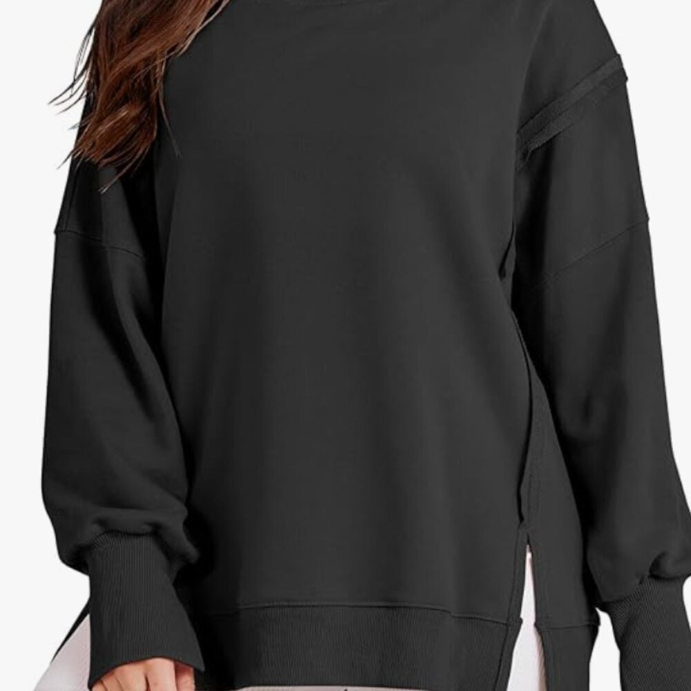 ANRABESS Oversized Crewneck Sweatshirt | Black | Size Small